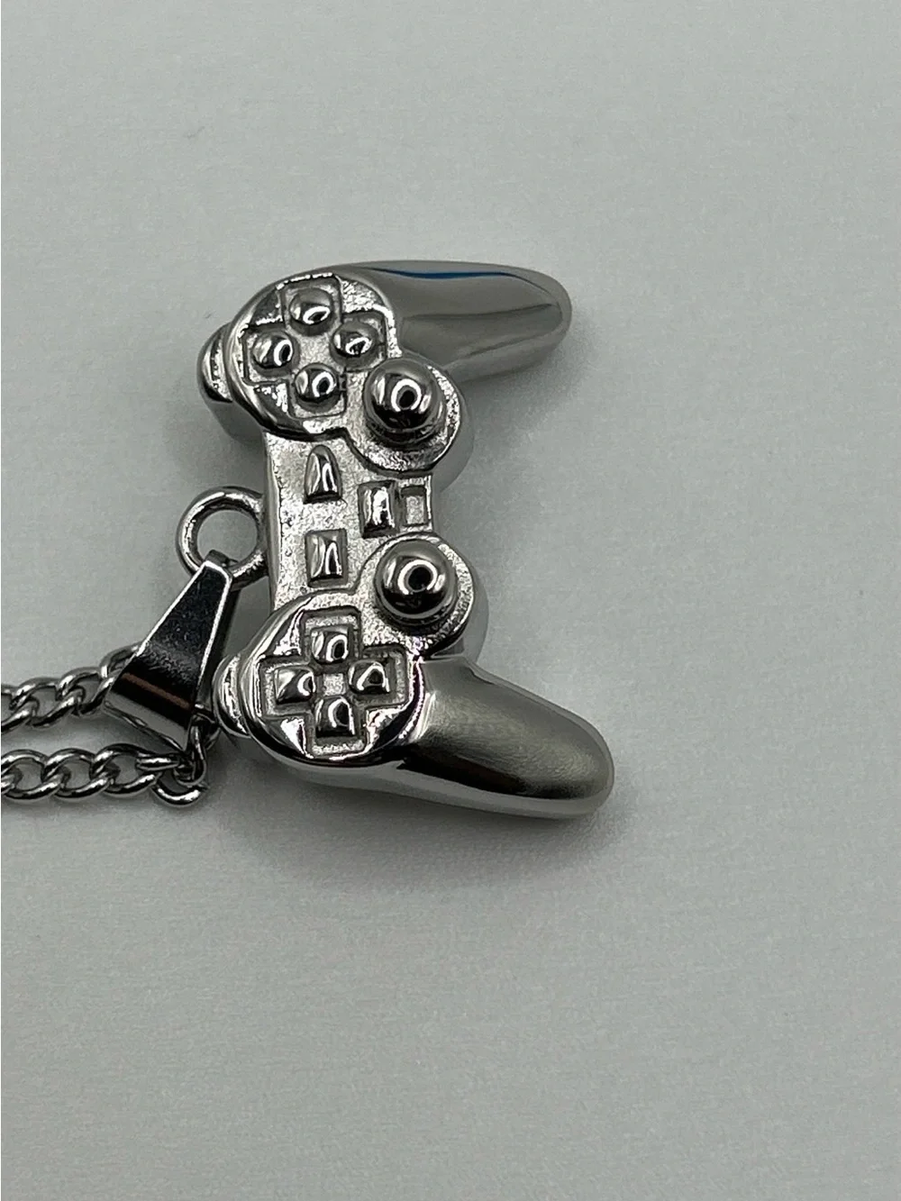 Stainless Steel Silver Game Controller Pendant Necklace
